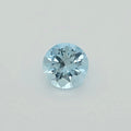 A round-cut light blue gemstone centered on a plain light gray background